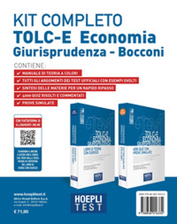 Hoepli test. TOLC-E Economia, Giurisprudenza. Kit completo: Libro di teoria con esercizi-4000 quiz con prove simulate - Librerie.coop Hoepli test. TOLC-E Economia, Giurisprudenza. Kit completo: Libro di teoria con esercizi-4000 quiz con prove simulate - Librerie.coop