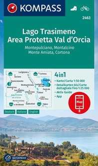Cartina escursionistica n. 2463 Lago Trasimeno, Area Protetta Val d'Orcia, Montepulciano, Montalcino, Monte Amiata, Cortona - Librerie.coop