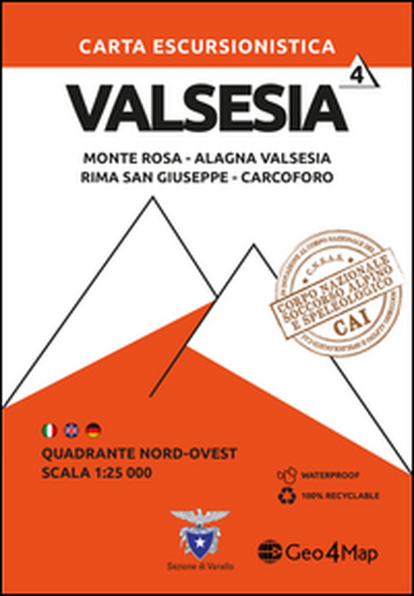 Carta escursionistica Valsesia. Scala 1:25.000. Ediz. italiana, inglese e tedesca - Vol. 4 - Librerie.coop