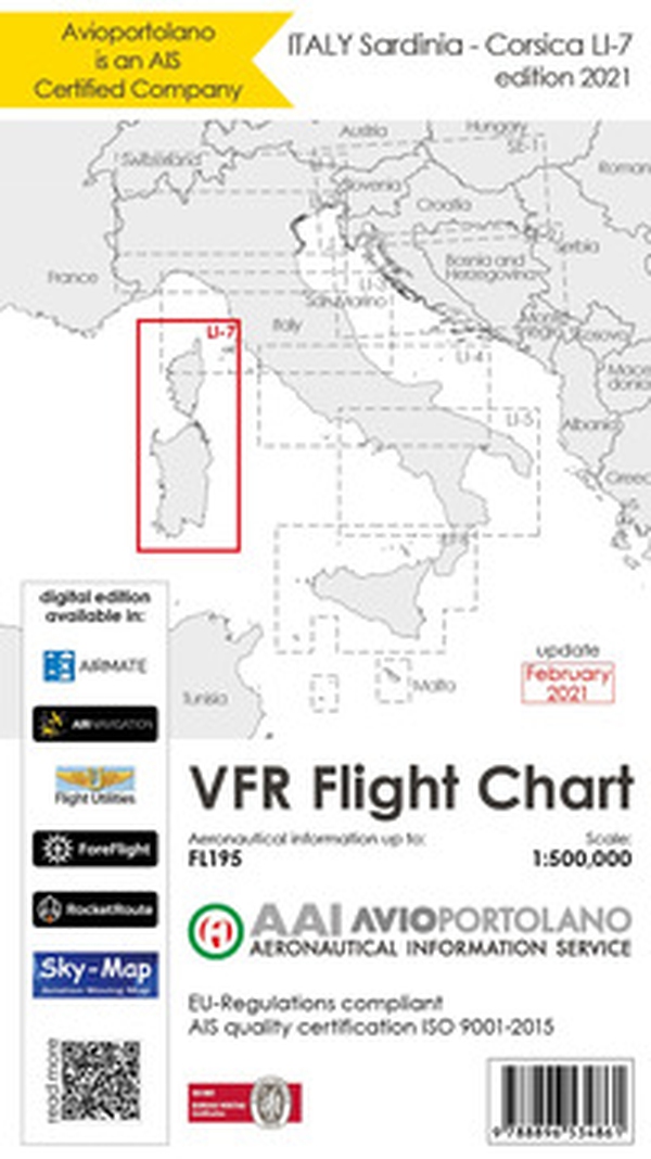 Avioportolano. VFR flight chart LI 7 Italy Sardinia-Corsica. ICAO annex 4 - EU-Regulations compliant. Ediz. italiana e inglese - Librerie.coop Avioportolano. VFR flight chart LI 7 Italy Sardinia-Corsica. ICAO annex 4 - EU-Regulations compliant. Ediz. italiana e inglese - Librerie.coop