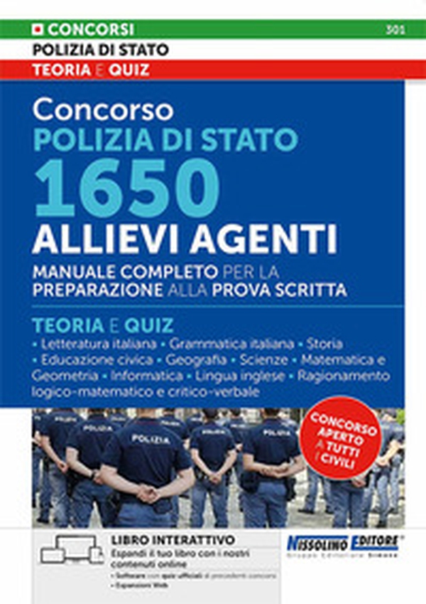 Concorso Polizia di Stato 1650 allievi agenti. Manuale completo per la preparazione alla prova scritta. Teoria e quiz - Librerie.coop Concorso Polizia di Stato 1650 allievi agenti. Manuale completo per la preparazione alla prova scritta. Teoria e quiz - Librerie.coop