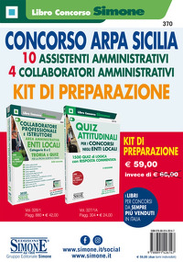 Concorso Arpa Sicilia. 10 assistenti amministrativi, 4 collaboratori amministrativi. Kit di preparazione - Librerie.coop Concorso Arpa Sicilia. 10 assistenti amministrativi, 4 collaboratori amministrativi. Kit di preparazione - Librerie.coop