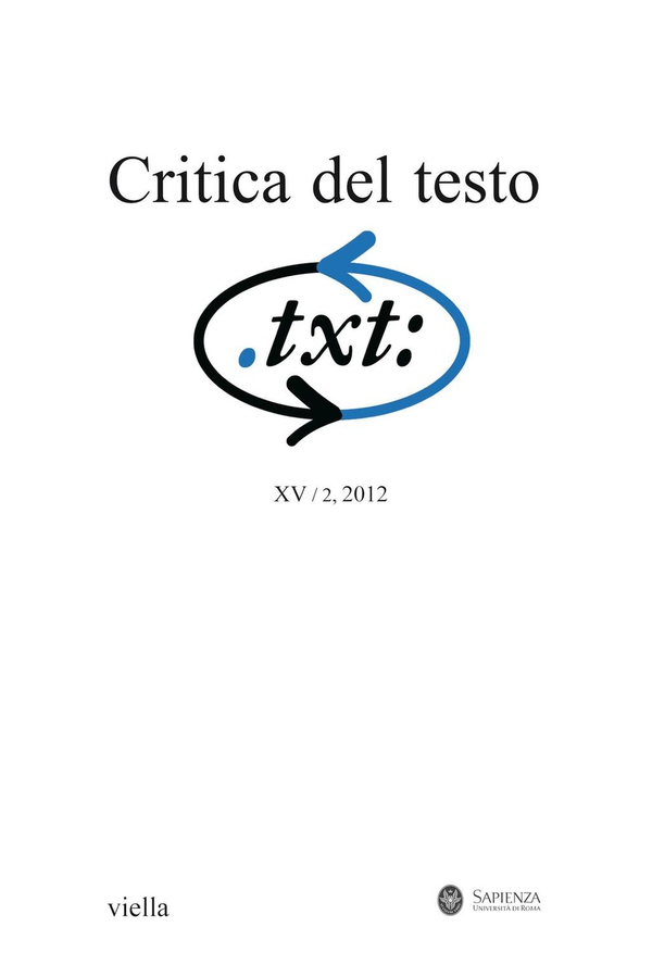 Critica del testo (2012) Vol. 15/2 - Librerie.coop Critica del testo (2012) Vol. 15/2 - Librerie.coop