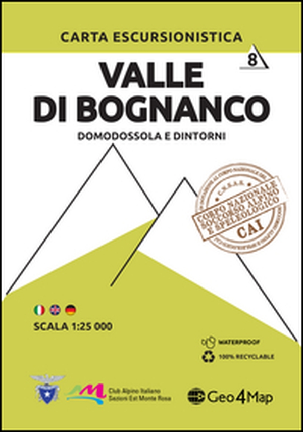 Carta escursionistica valle di Bognanco. Scala 1:25.000. Ediz. italiana, inglese e tedesca - Vol. 8 - Librerie.coop