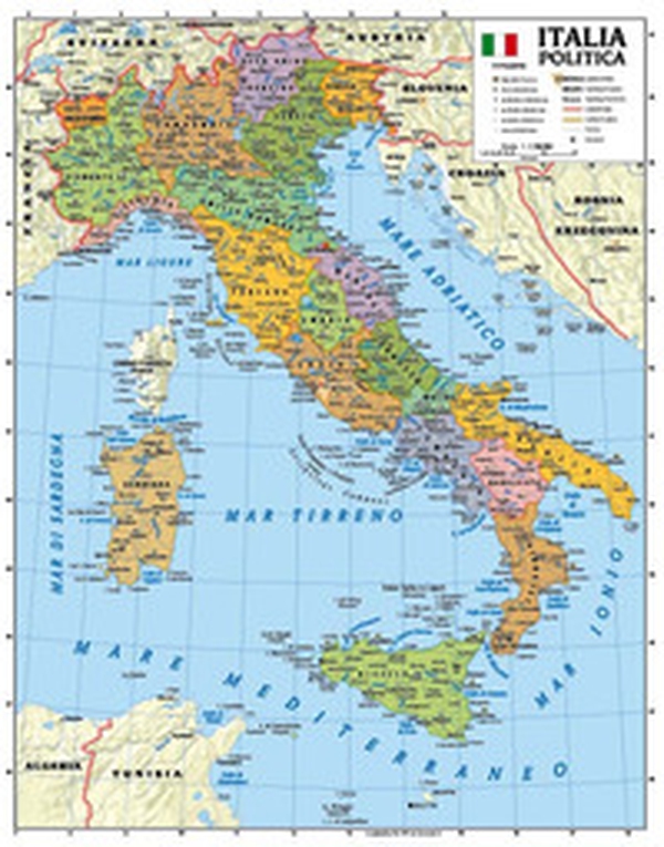 Italia 1.100.000. Carta murale scolastica fisico/politica con aste - Librerie.coop Italia 1.100.000. Carta murale scolastica fisico/politica con aste - Librerie.coop