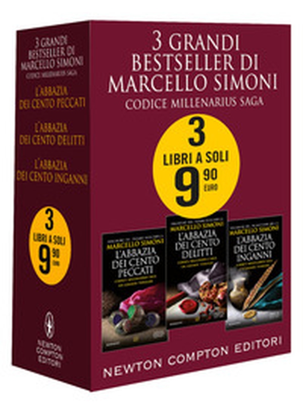 3 grandi bestseller di Marcello Simoni. Codice Millenarius Saga: L'abbazia dei cento peccati-L'abbazia dei cento delitti-L'abbazia dei cento inganni - Librerie.coop 3 grandi bestseller di Marcello Simoni. Codice Millenarius Saga: L'abbazia dei cento peccati-L'abbazia dei cento delitti-L'abbazia dei cento inganni - Librerie.coop