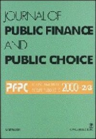 Journal of public finance and public choice. Economia delle scelte pubbliche (2000) vol. 2-3 - Librerie.coop