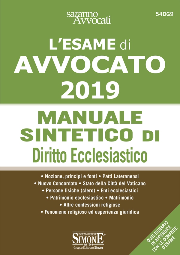 Esame orale di Avvocato 2019 - Manuale sintetico di Diritto Ecclesiastico - Librerie.coop Esame orale di Avvocato 2019 - Manuale sintetico di Diritto Ecclesiastico - Librerie.coop