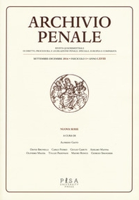 Archivio penale. Rivista quadrimestrale di diritto, procedura e legislazione penale, speciale, europea e comparata - Librerie.coop