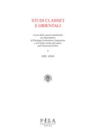 Studi classici orientali - Vol. 70 - Librerie.coop Studi classici orientali - Vol. 70 - Librerie.coop