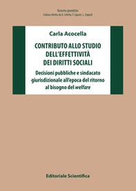 Contributo allo studio dell'effettività dei diritti sociali. Decisioni pubbliche e sindacato giurisdizionale all'epoca del ritorno al bisogno del welfare - Librerie.coop