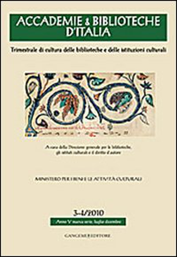 Accademie & biblioteche d'Italia (2010) vol. 3-4 - Librerie.coop Accademie & biblioteche d'Italia (2010) vol. 3-4 - Librerie.coop
