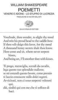 Poemetti: Venere e Adone-Lo stupro di Lucrezia. Testo inglese a fronte - Librerie.coop Poemetti: Venere e Adone-Lo stupro di Lucrezia. Testo inglese a fronte - Librerie.coop
