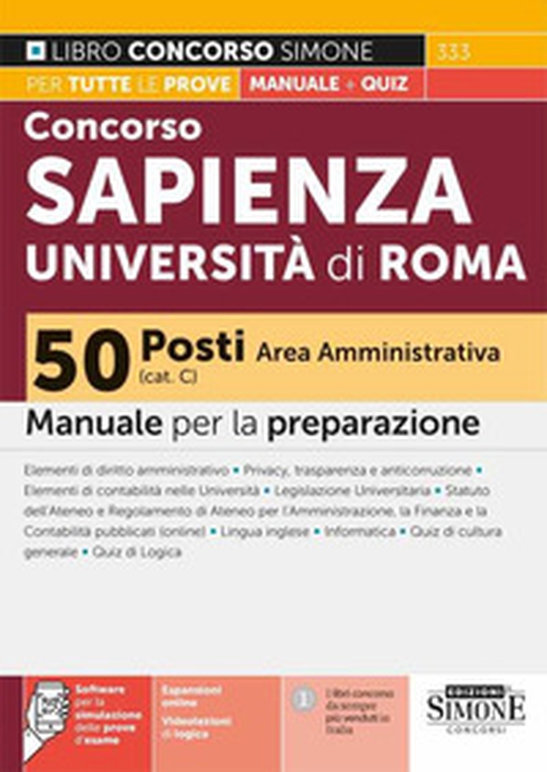 Concorso Sapienza Università di Roma 50 posti Area Amministrativa (Cat. C). Manuale per la preparazione - Librerie.coop