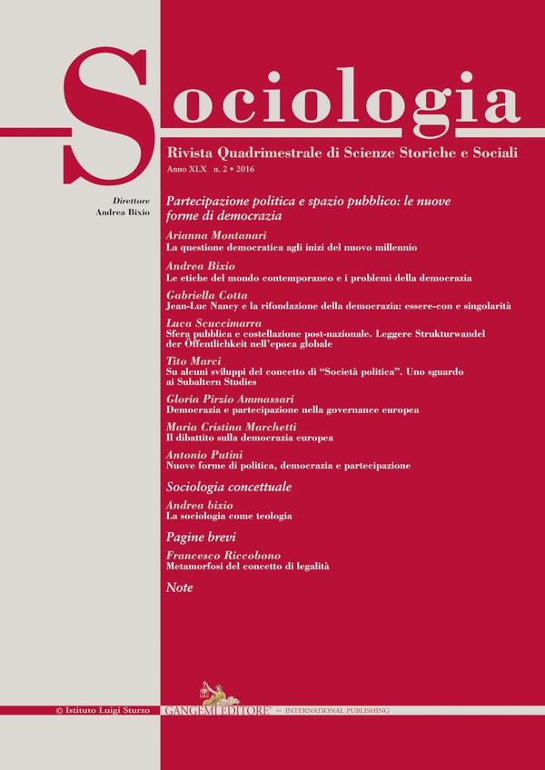 Sociologia n. 2/2016 - Librerie.coop Sociologia n. 2/2016 - Librerie.coop