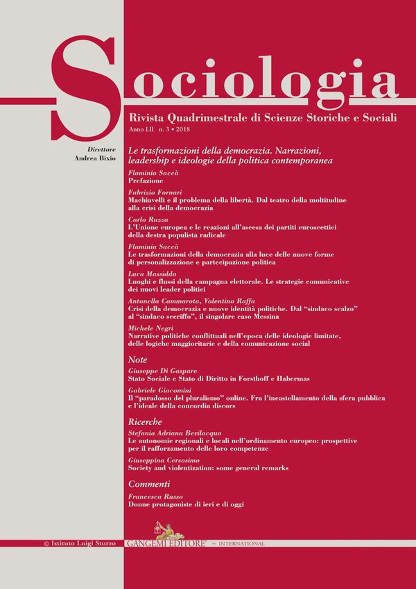Sociologia n.3/2018 - Librerie.coop Sociologia n.3/2018 - Librerie.coop