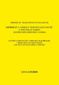 Errore di traduzione in italiano di Genesi 2,7: l'anima è «davanti agli occhi» e non nelle narici. Occhio specchio dell'anima. Occhio lampada del corpo (Lc 11,33 Mt 6,22): l'iride dell'occhio umano col peccato si scurisce. Perche'? - Librerie.coop