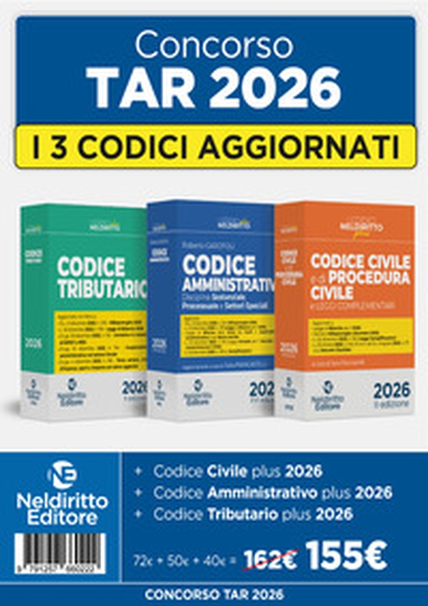 Concorso TAR 2026: Kit codici normativi Tributario, Amministrativo e Civile e di Procedura Civile 2026 per la prova scritta - Librerie.coop