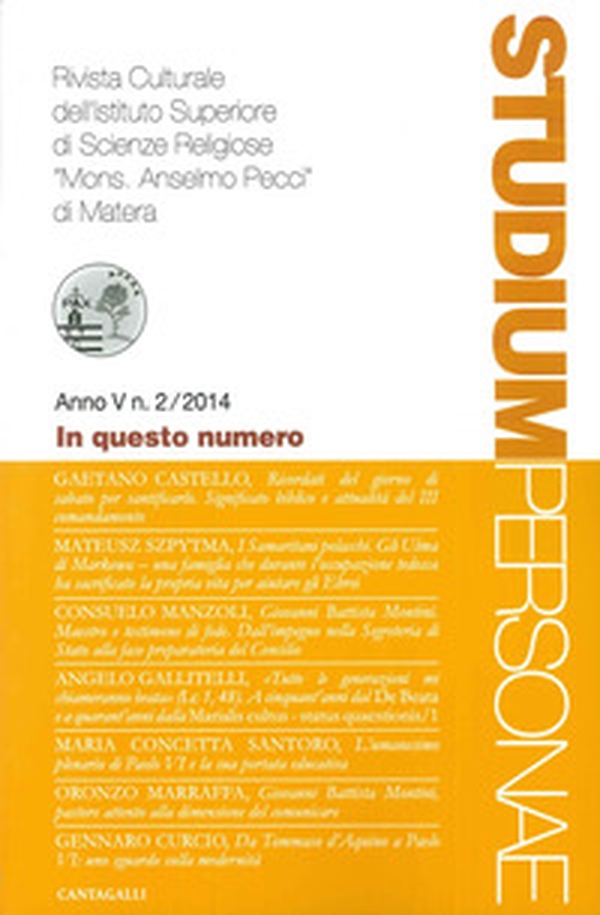 Studium personae. Rivista culturale dell'Istituto superiore di scienze religiose Mons. A. Pecci di Matera - Librerie.coop Studium personae. Rivista culturale dell'Istituto superiore di scienze religiose Mons. A. Pecci di Matera - Librerie.coop