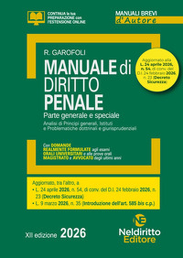 Manuale breve di diritto penale 2026. Aggiornato al Decreto Sicurezza - Librerie.coop