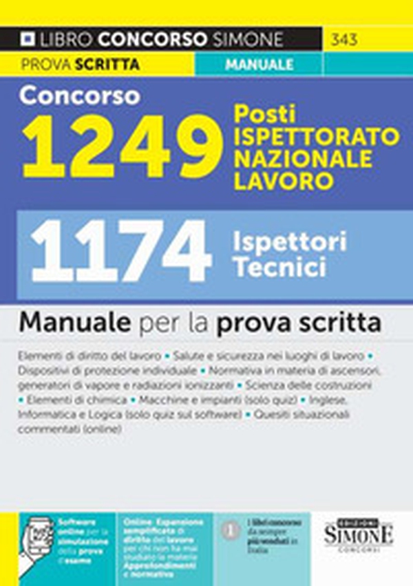 Concorso 1249 posti Ispettorato Nazionale Lavoro. 1174 ispettori tecnici. Manuale per la prova scritta. Manuale per la prova scritta - Librerie.coop Concorso 1249 posti Ispettorato Nazionale Lavoro. 1174 ispettori tecnici. Manuale per la prova scritta. Manuale per la prova scritta - Librerie.coop