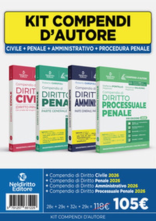 Kit Compendi d'autore 2026: Civile + Penale + Amministrativo + Procedura Penale - Librerie.coop