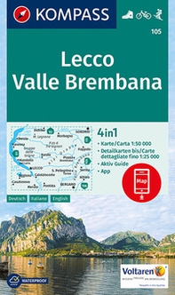 Carta escursionistica n. 105. Lecco, Valle Brembana 1:50.000. Ediz. italiana, tedesca e inglese - Librerie.coop