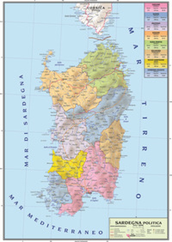 Sardegna 1.250.000. Carta murale scolastica fisico/politica con aste - Librerie.coop Sardegna 1.250.000. Carta murale scolastica fisico/politica con aste - Librerie.coop