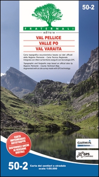 Carta n. 50.2. Val Pellice, Valle Po, Val Varaita. Carta dei sentieri e stradale scala 1:50.000 - Librerie.coop