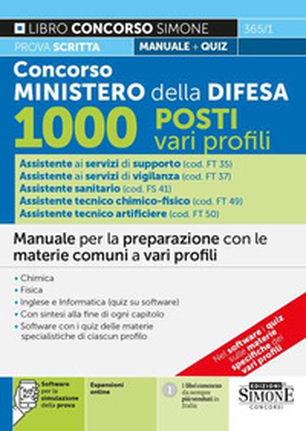 Concorso Ministero della Difesa 1000 Posti vari profili. Manuale per la preparazione con le materie comuni a vari profili - Librerie.coop Concorso Ministero della Difesa 1000 Posti vari profili. Manuale per la preparazione con le materie comuni a vari profili - Librerie.coop