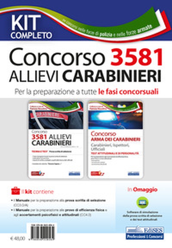 Kit completo concorso 3581 allievi carabinieri. Per la preparazione a tutte le fasi concorsuali - Librerie.coop Kit completo concorso 3581 allievi carabinieri. Per la preparazione a tutte le fasi concorsuali - Librerie.coop