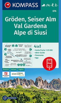 Carta escursionistica n. 076. Val Gardena, Alpe di Siusi 1:25.000 Ediz. italiana, tedesca e inglese - Librerie.coop