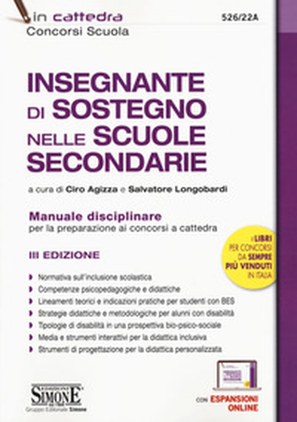 Insegnante di sostegno nelle scuole secondarie. Manuale disciplinare per la preparazione ai concorsi a cattedra - Librerie.coop Insegnante di sostegno nelle scuole secondarie. Manuale disciplinare per la preparazione ai concorsi a cattedra - Librerie.coop