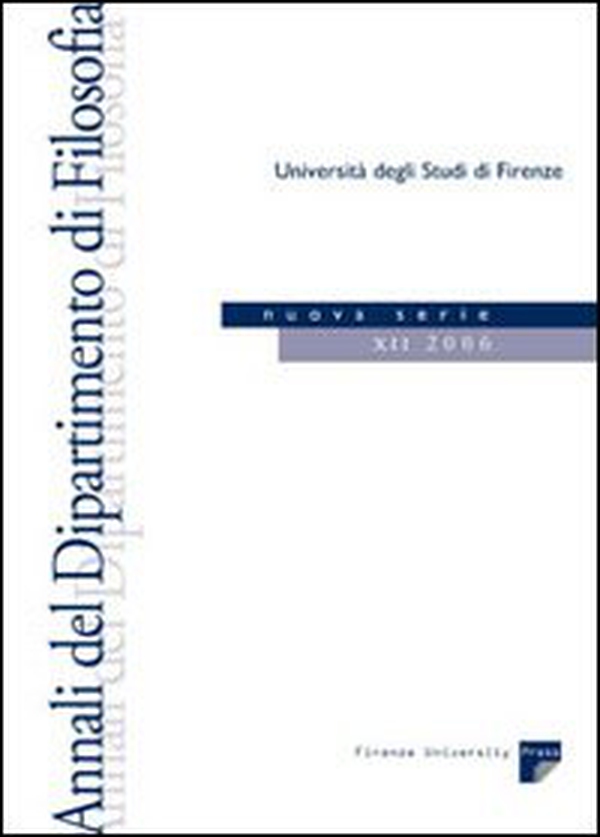 Annali del Dipartimento di filosofia dell'Università di Firenze. Nuova serie - Vol. 12 - Librerie.coop