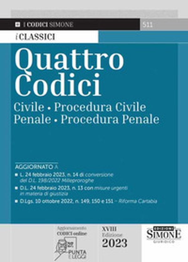 Quattro codici: Civile-Procedura civile-Penale-Procedura penale - Librerie.coop Quattro codici: Civile-Procedura civile-Penale-Procedura penale - Librerie.coop