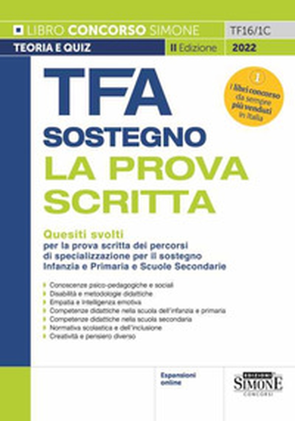 TFA sostegno. La prova scritta. Quesiti svolti per la prova scritta dei percorsi di specializzazione per il sostegno Infanzia e Primaria e Scuole Secondarie - Librerie.coop TFA sostegno. La prova scritta. Quesiti svolti per la prova scritta dei percorsi di specializzazione per il sostegno Infanzia e Primaria e Scuole Secondarie - Librerie.coop