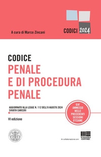 Codice penale e di procedura penale. Aggiornato alla legge n. 112 dell'8 agosto 2024 svuota carceri. - Librerie.coop