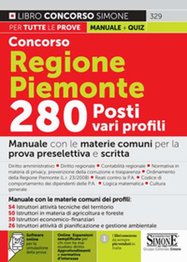 Concorso Regione Piemonte 280 posti vari profili. Manuale con le materie comuni ai vari profili - Librerie.coop Concorso Regione Piemonte 280 posti vari profili. Manuale con le materie comuni ai vari profili - Librerie.coop