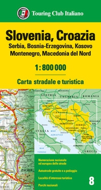 Slovenia, Croazia, Serbia, Bosnia Erzegovina, Montenegro, Macedonia 1:800.000. Carta stradale e turistica - Librerie.coop
