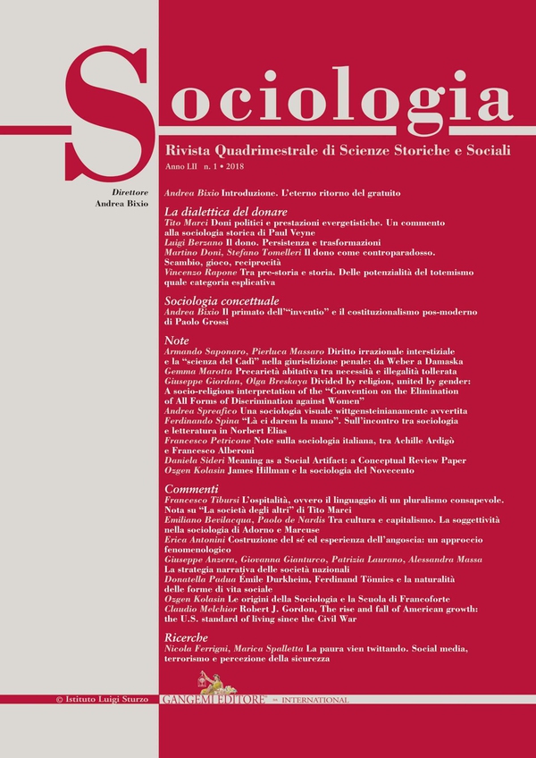 Sociologia n.1/2018 - Librerie.coop Sociologia n.1/2018 - Librerie.coop