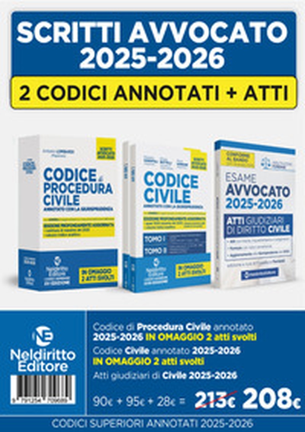 Kit codice civile e codice di procedura civile annotato con la giurisprudenza per l'esame di avvocato 2025-2026 + Atti di diritto civile 2025 - Librerie.coop Kit codice civile e codice di procedura civile annotato con la giurisprudenza per l'esame di avvocato 2025-2026 + Atti di diritto civile 2025 - Librerie.coop