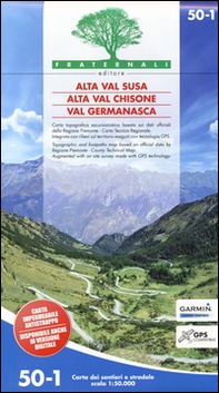 Carta n. 50-1. Alta Val Susa, alta Val Chisone, Val Germanasca. Carta dei sentieri e stradale scala 1:25.000 - Librerie.coop