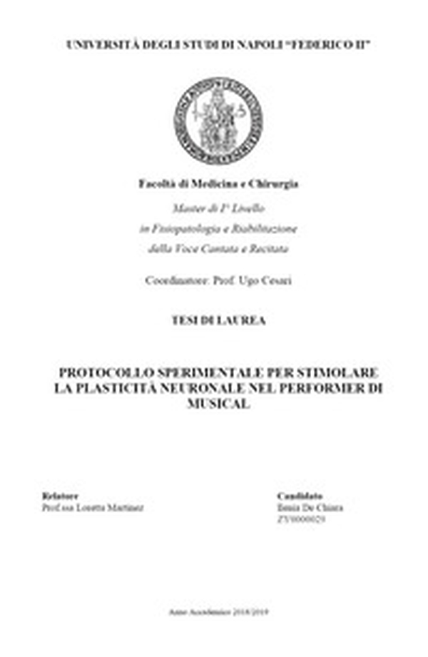 Protocollo sperimentale per stimolare la plasticità neuronale nel performer di musical - Librerie.coop Protocollo sperimentale per stimolare la plasticità neuronale nel performer di musical - Librerie.coop