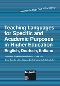 Teaching languages for specific and academic purposes in higher education: English, Deutsch, Italiano. Proceedings (29 June 2018) - Librerie.coop