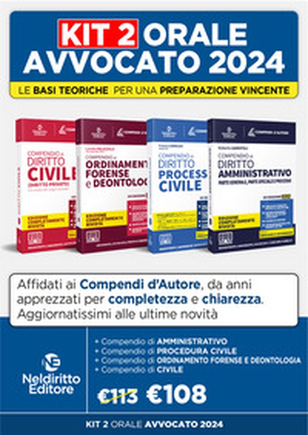 Speciale Orale Avvocato kit 4 compendi (Civile, Ordinamento forense + Procedura Civile + Amministrativo) - Librerie.coop Speciale Orale Avvocato kit 4 compendi (Civile, Ordinamento forense + Procedura Civile + Amministrativo) - Librerie.coop