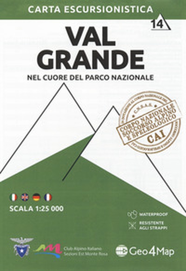 Carta escursionistica Val Grande. Nel cuore del parco nazionale. Scala 1:25.000. Ediz. italiana, inglese, tedesca e francese - Vol. 14 - Librerie.coop