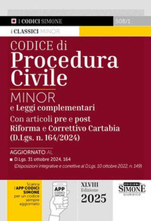 Codice di procedura civile. Ediz. minor. E leggi complementari. Con articoli pre e post Riforma e Correttivo Cartabia (D.Lgs. n. 164/2024) - Librerie.coop Codice di procedura civile. Ediz. minor. E leggi complementari. Con articoli pre e post Riforma e Correttivo Cartabia (D.Lgs. n. 164/2024) - Librerie.coop