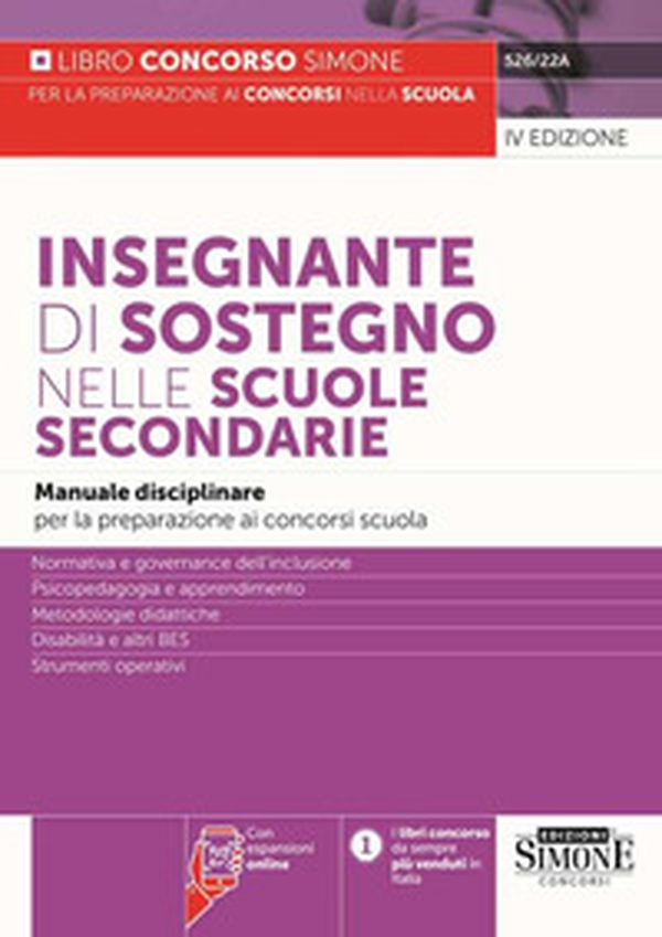 Insegnante di sostegno nelle scuole secondarie. Manuale disciplinare per la preparazione ai concorsi scuola. Normativa e governance dell'inclusione. Psicopedagogia e apprendimento. Metodologie didattiche. Disabilità e altri BES. Strumenti operativi - Librerie.coop Insegnante di sostegno nelle scuole secondarie. Manuale disciplinare per la preparazione ai concorsi scuola. Normativa e governance dell'inclusione. Psicopedagogia e apprendimento. Metodologie didattiche. Disabilità e altri BES. Strumenti operativi - Librerie.coop