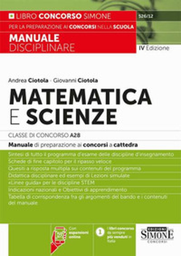 Matematica e scienze. Classe di concorso A28. Manuale di preparazione ai concorsi a cattedra - Librerie.coop Matematica e scienze. Classe di concorso A28. Manuale di preparazione ai concorsi a cattedra - Librerie.coop