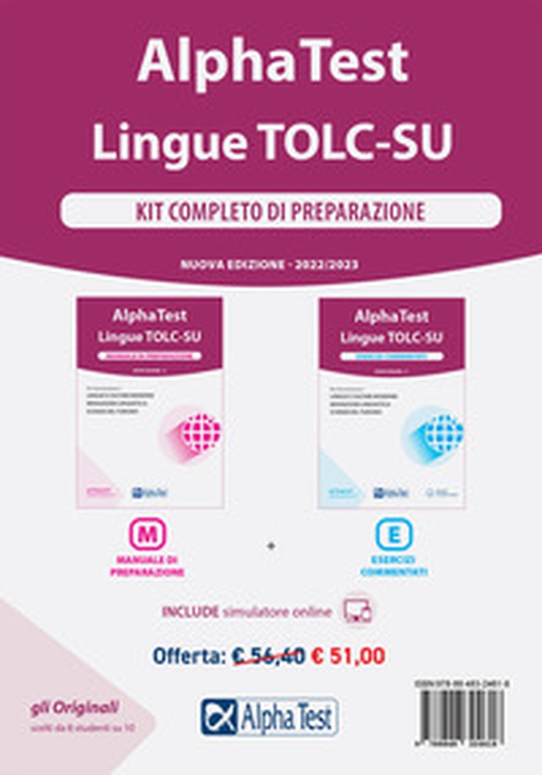 Alpha Test. Lingue TOLC-SU. Kit di preparazione - Librerie.coop Alpha Test. Lingue TOLC-SU. Kit di preparazione - Librerie.coop